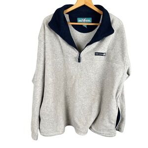 Big Dogs Mens Fleece Quarter Zip Pullover Oatmeal Navy Blue XL RN 64776